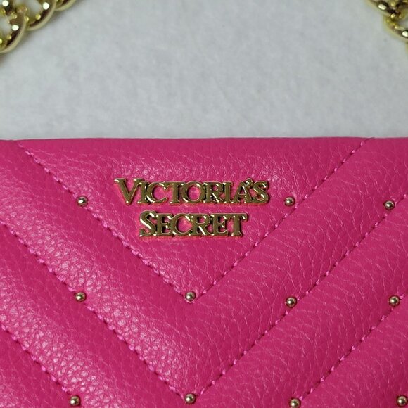 Victorias Secret Quilted Crossbody Pink Leather Chain Strap - Picture 5 of 16